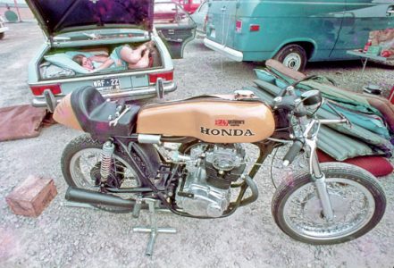 Racing a Honda CB350 Image